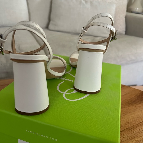 Sam Edelman white leather Kia Block Heel Sandal size 6.5 women’s - Picture 4 of 7
